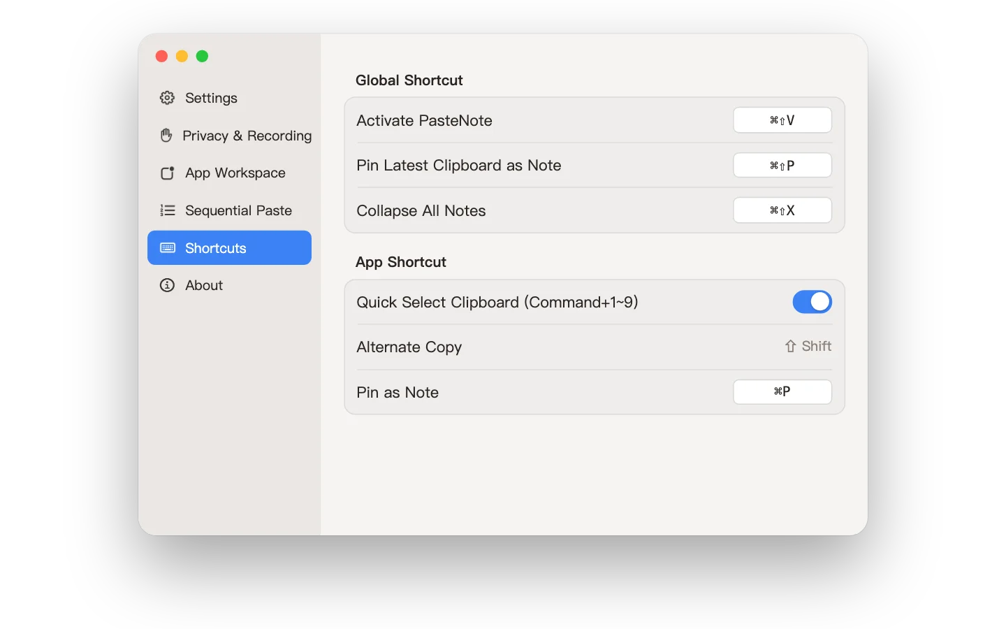 Customize Shortcuts