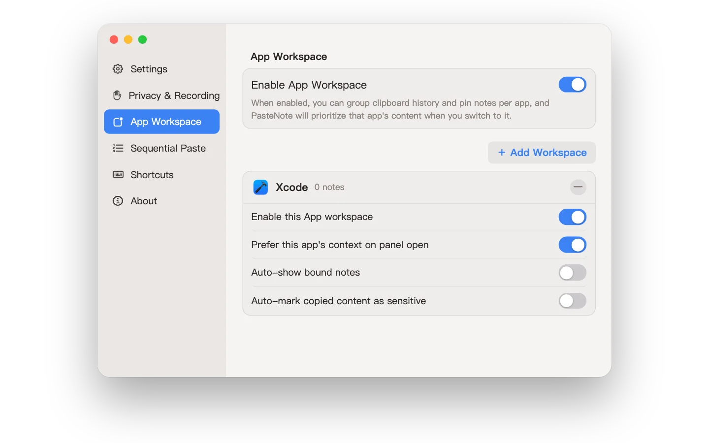 App Workspaces